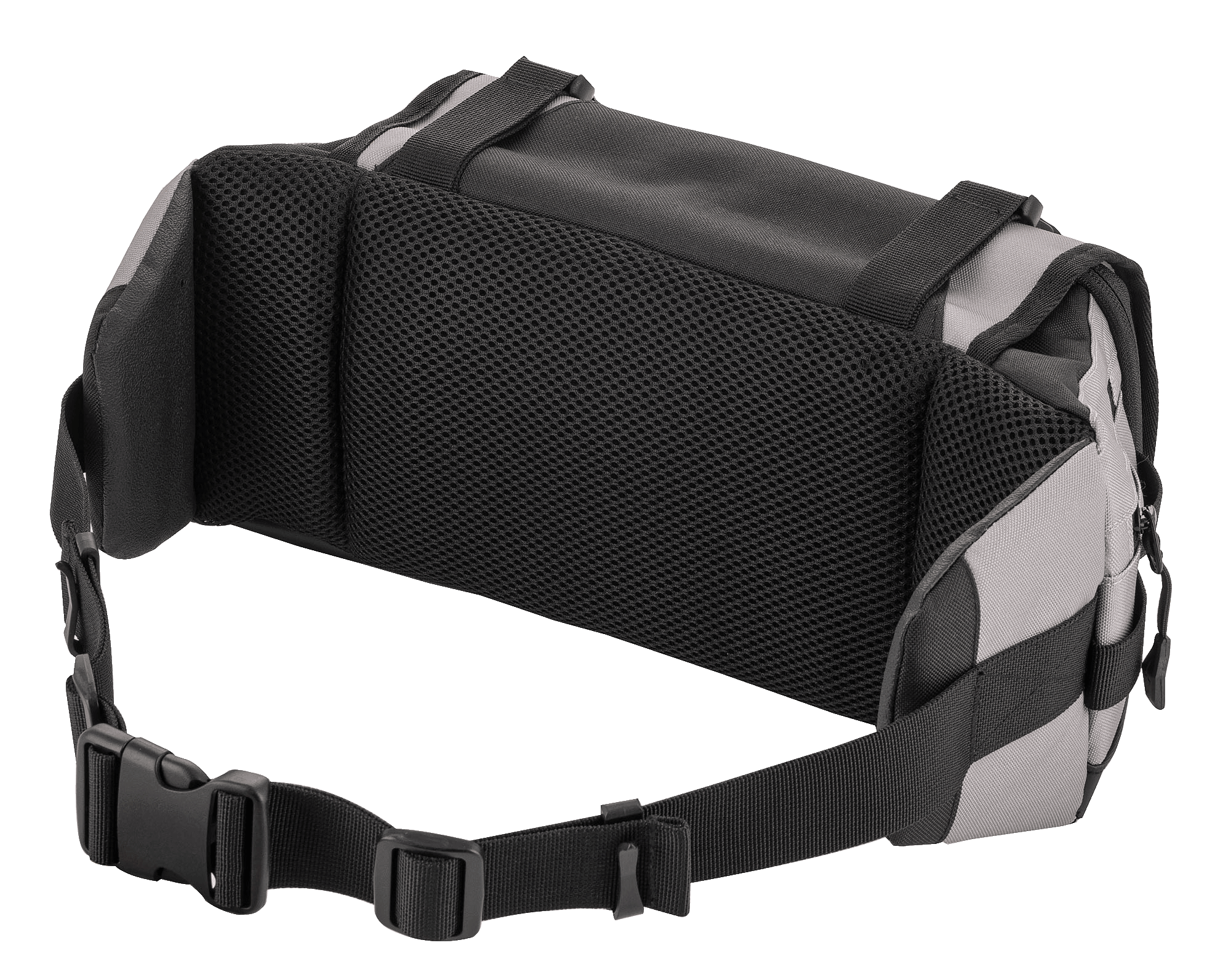 Alpinestars Tech Tool Pack, grijs zwart, achteraanzicht met air mesh rugpaneel voor ventilatie en comfort, verstelbare heupriem met robuuste gesp, duurzame textielconstructie voor off-road en enduro gebruik