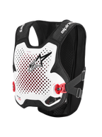 Alpinestars Tech-Air® MX Systeem, motocross airbag-beschermingsvest in wit en zwart, CE-gecertificeerde bescherming, geïntegreerde Nucleon PLASMA rugbeschermer en ademende stretch-mesh constructie