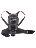 Alpinestars Nucleon KR-Cell Protector, rugbeschermer voor motorrijders, Smoke Black en rood, voorzien van een geperforeerd honingraatrooster met een wit Alpinestars-logo, verstelbare rode merkschouderbanden en een zwarte tailleband, ergonomisch geventileerd ontwerp
