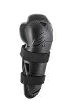 Alpinestars Bionic Action kniebeschermer, links, zwart, harde schaal met dubbele elastische riemen, geventileerd ergonomisch ontwerp met gevoerde vulling, impactbescherming voor motorcross en off-road