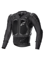 Alpinestars Bionic Action V2 Protection Jacket, zwart, voorzien van Cell Technology borst- en elleboogbeschermers met honingraatpatroon, ademende mesh-constructie, wit Alpinestars-logo op de borst, off-road motorbescherming