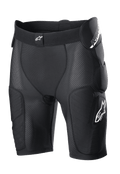 Alpinestars Bionic Action beschermingsshort, zwart, met geïntegreerde heup- en dijpadding, ademende mesh-constructie, elastische tailleband met wit logo, motorcross en off-road beschermende uitrusting