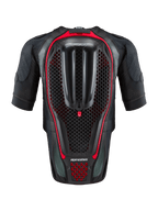 Alpinestars Tech-Air® 7X-systeem, autonoom motorairbagvest, zwart en rood, achteraanzicht met de geïntegreerde honingraat rugprotector en geventileerde mesh-constructie voor rijden op het circuit en de weg.
