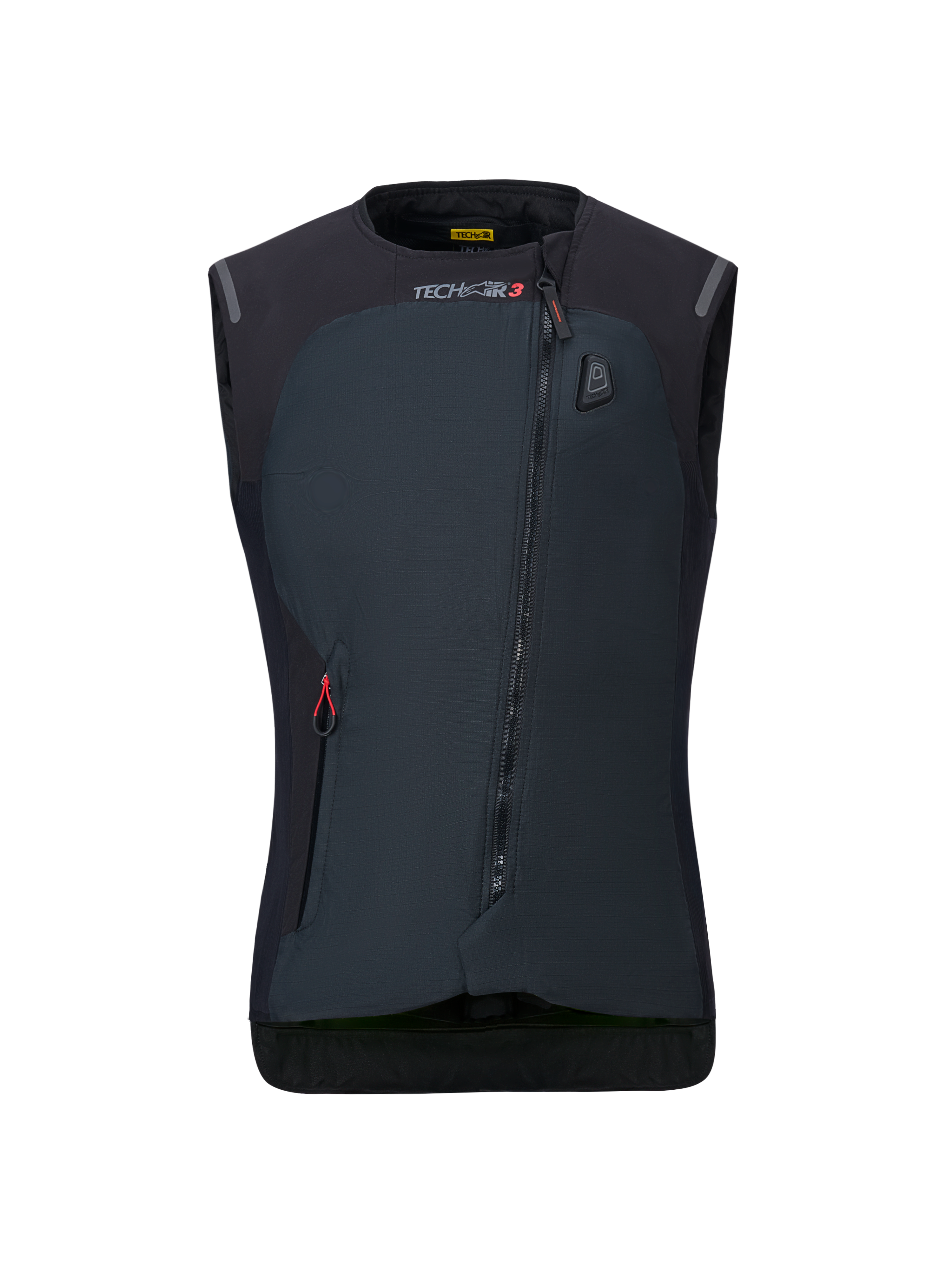 Alpinestars Stella Tech-Air 3 V2 Systeem, zwart motorairbagvest voor dames, vooraanzicht met een diagonale ritssluiting, Tech-Air 3-branding en een led-statusindicator op de borst