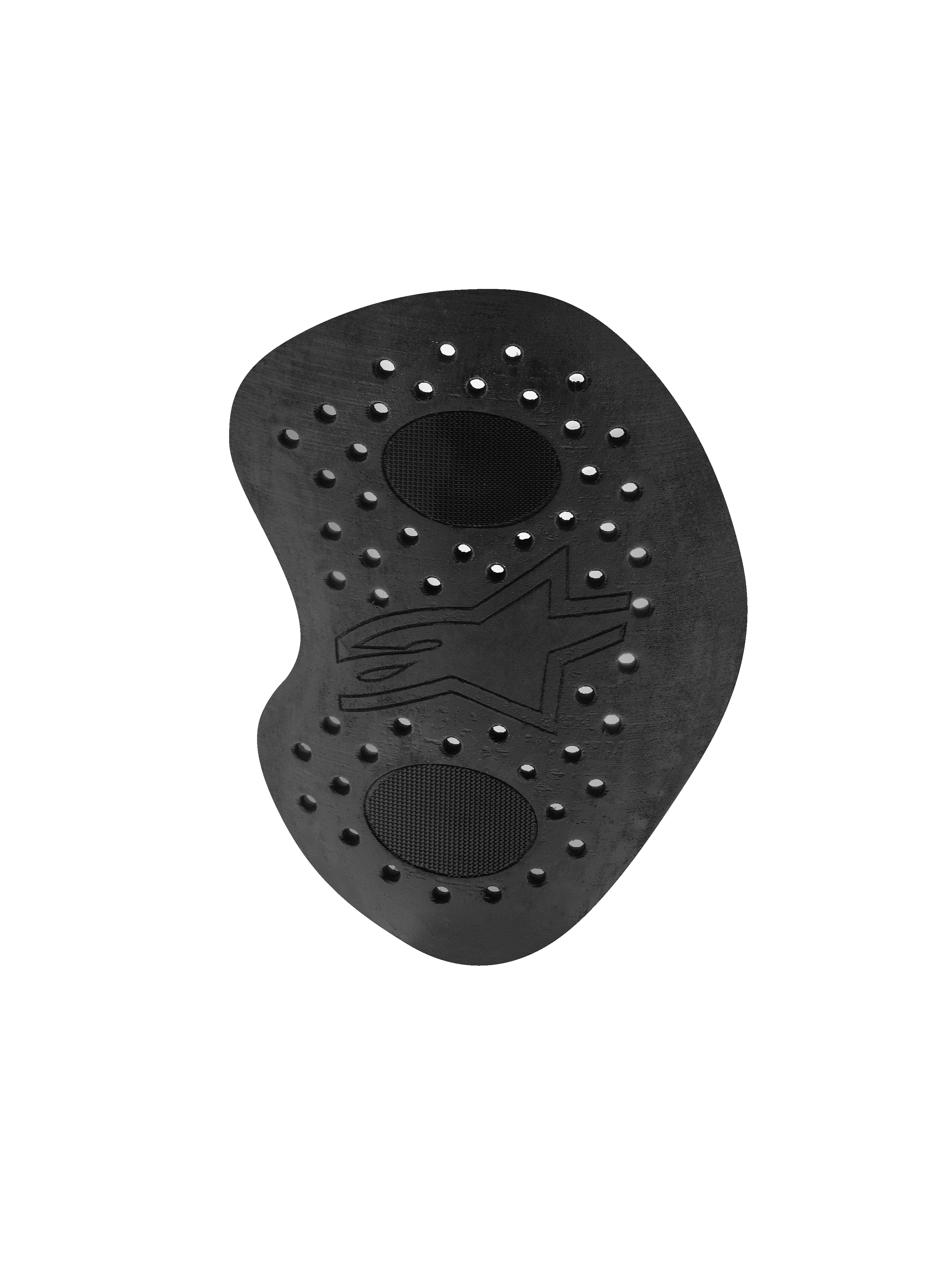 Alpinestars Nucleon Racing KR-HR Hip Protector, black motorcycle armor insert, perforated energy-absorbing foam with hard over-injected shells, embossed Alpinestars star logo, ergonomic design for racing suits