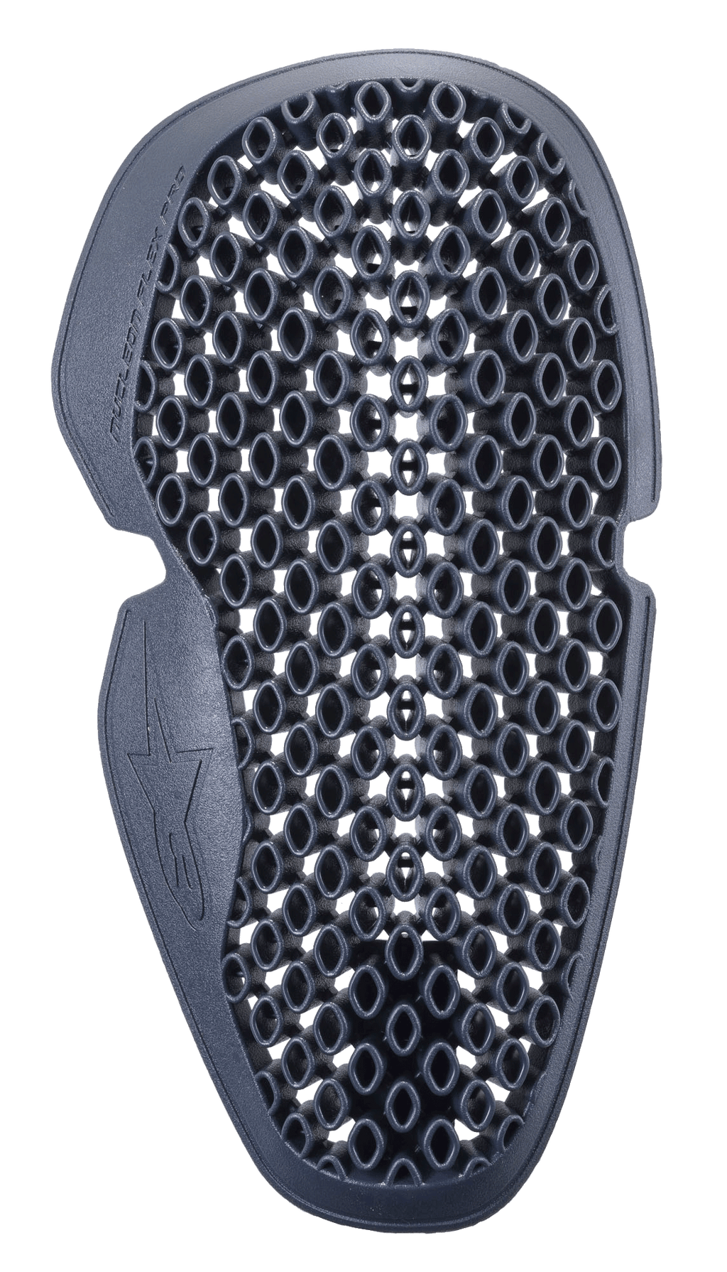 Alpinestars Nucleon Flex Pro elleboogbeschermer, antracietgrijs, geventileerd honingraat-stijl rasterontwerp, lichtgewicht en flexibele protector-insert voor motorkleding, voorzien van ergonomische vormgeving en Alpinestars-logo