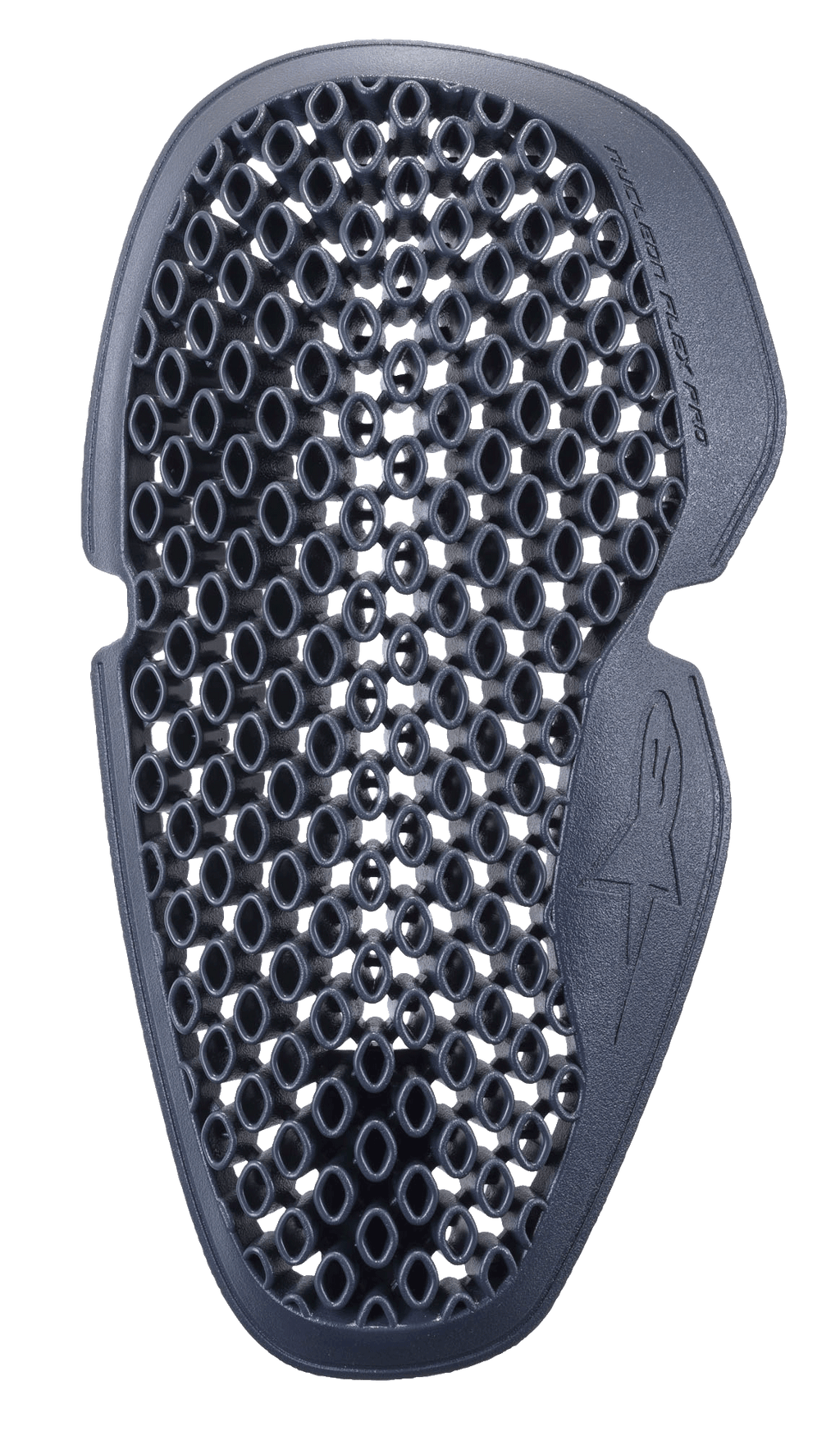 Alpinestars Nucleon Flex Pro elleboogbeschermer, antracietgrijs, honingraat ventilatiepatroon, ergonomisch gevormd met logo in reliëf, flexibele impactbescherming voor motoruitrusting