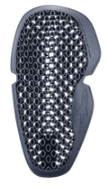 Alpinestars Nucleon Flex Pro elleboogbeschermer, antracietgrijs, honingraat ventilatiepatroon, ergonomisch gevormd met logo in reliëf, flexibele impactbescherming voor motoruitrusting