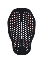 Alpinestars Nucleon Plasma Rugbeschermer Inzetstuk, zwarte en rode motorrugbeschermer, sterk geperforeerde honingraatstructuur voor ventilatie, verticaal wit Alpinestars-logo, lichtgewicht en aanpasbare Level 2 CE-gecertificeerde impactbescherming.