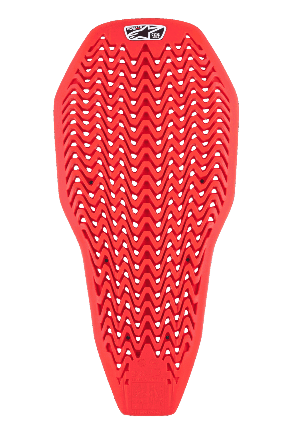 Alpinestars Nucleon Plasma Full Back Protector Insert, rood, motorrugbescherming met een geperforeerd zigzagpatroon, lichtgewicht en flexibel ontwerp voor ventilatie, schokabsorberende beschermende insert