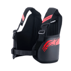 Alpinestars Bionic Rib Support, karting ribbeschermer, zwart en rood, voorzien van verstelbare schouderbanden met gespen, ergonomisch gevormd ontwerp met rood logo, ademend mesh-materiaal voor motorsportbescherming