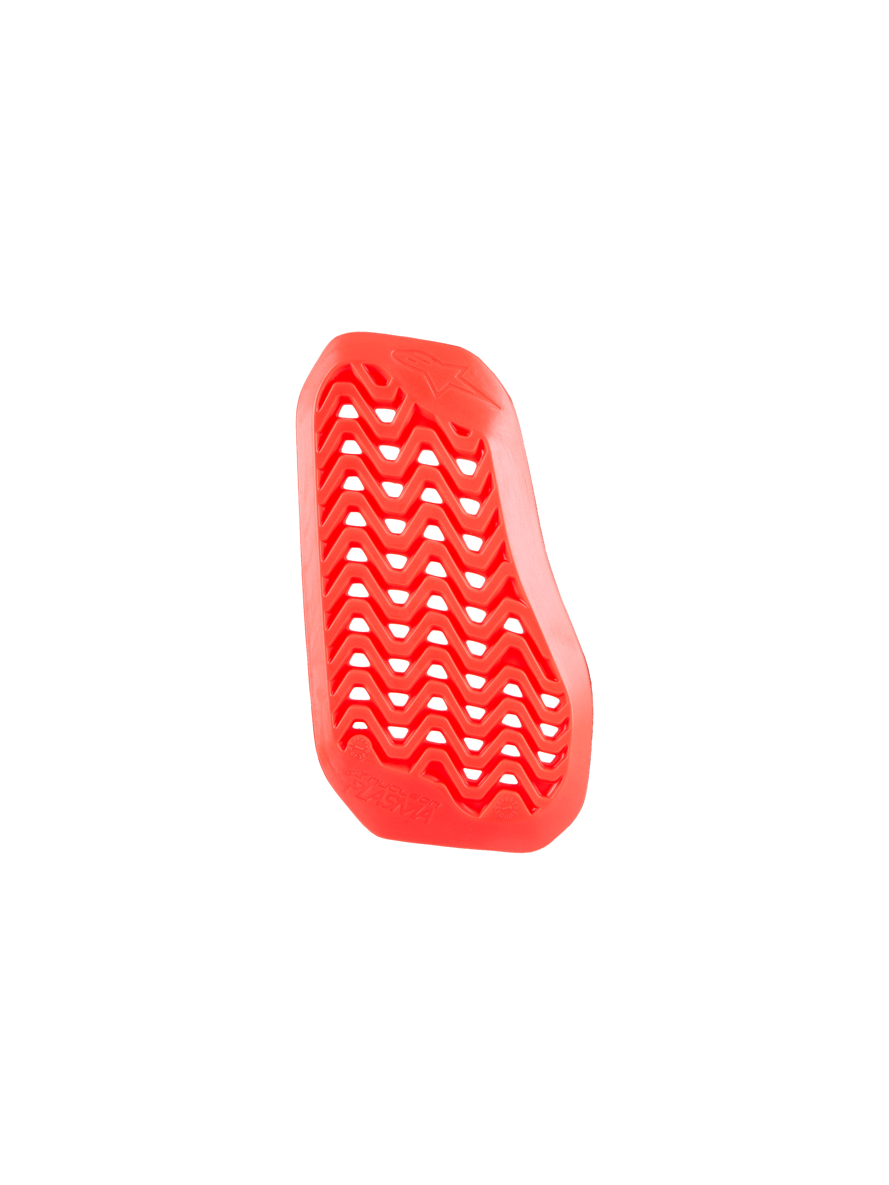 Alpinestars Nucleon Plasma Divided Chest Protector Insert, rood, rechterdeel, voorzien van een zigzag geperforeerd ontwerp voor optimale luchtstroom, lichtgewicht en flexibel bio-based impactmateriaal