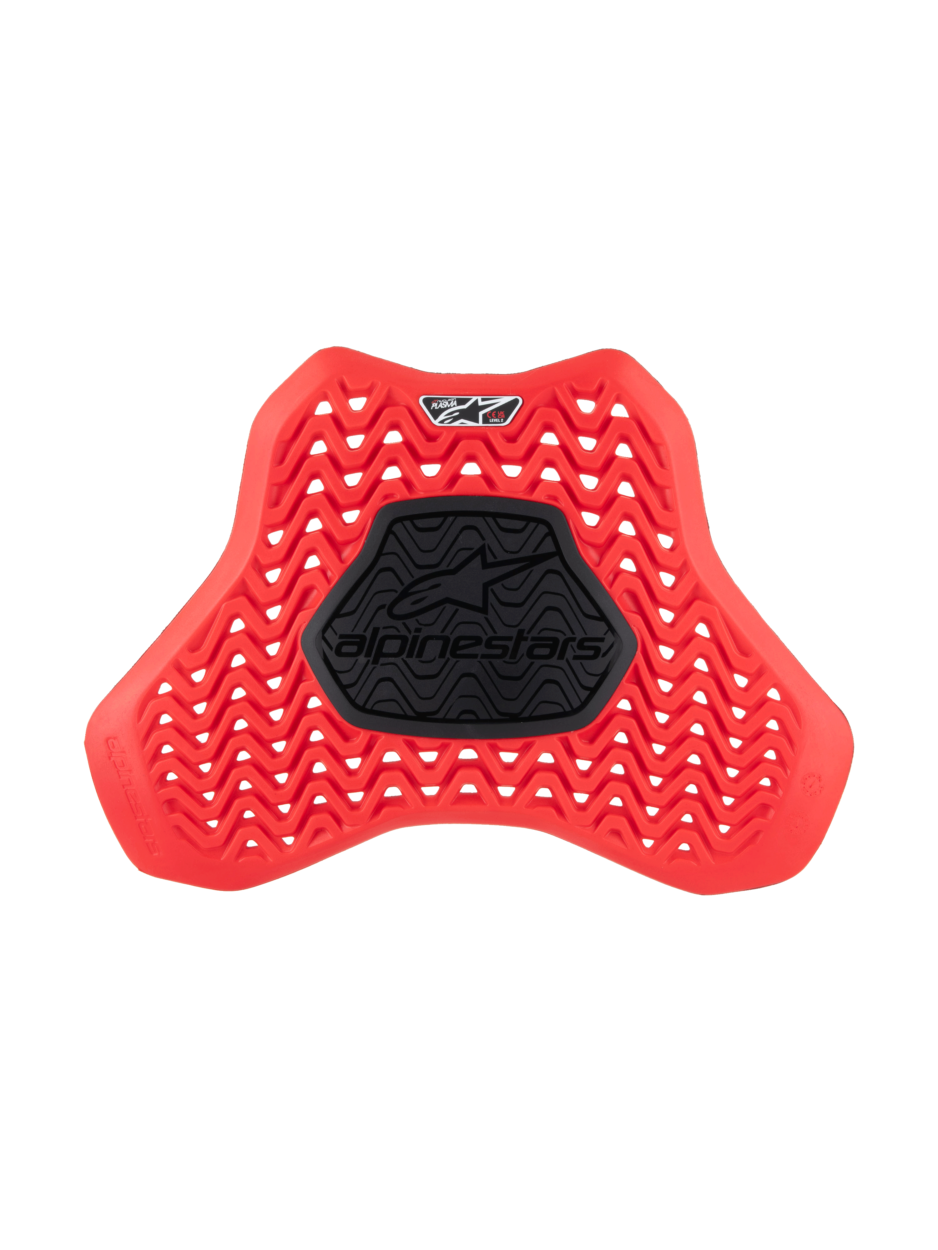 Alpinestars Nucleon Plasma Full Chest Protector Insert, borstbeschermer voor motorrijders, rood en zwart, met een golvend geventileerd patroon voor luchtstroom, centrale zwarte semi-rigide zone met Alpinestars-logo, ergonomisch schildontwerp voor impactbescherming