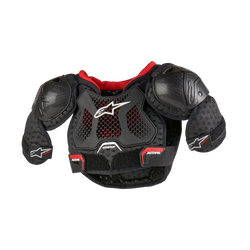 Alpinestars Jeugd Bionic Action Kickstart borstbescherming, zwart en rood, geventileerde motocross bescherming met TPR.