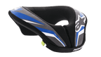Alpinestars Youth Sequence Neck Roll, jeugd motorcross nekbeschermer, zwart antraciet en blauw, met een gevoerd ergonomisch ontwerp, blauwe en grijze panelen met patroon, witte accenten, Alpinestars-branding en een zachte binnenvoering voor comfort