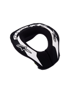 Alpinestars Youth Sequence Neck Roll, black and white motocross neck protector with double-density foam and an extended tail.