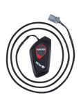 Alpinestars Tech-Air® 7X LED Display, black teardrop-shaped electronic control unit with red outline, three circular LED indicators, braided cable with gray connector, motorcycle airbag system display module