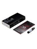 Alpinestars Tech-Air® MX Airbag Systeem vervangingspatroon-kit, met een zwart cilindrisch argon-inflatorpatroon, een gebruikershandleiding met rode en witte graphics en een zwarte verpakking met witte branding, essentiële onderhoudsuitrusting voor motorairbag-veiligheid.