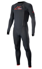 Alpinestars Tech-Air 10 race systeem lange basislaag, heren-motoronderpak, zwart en helder rood, ademende mesh panelen.