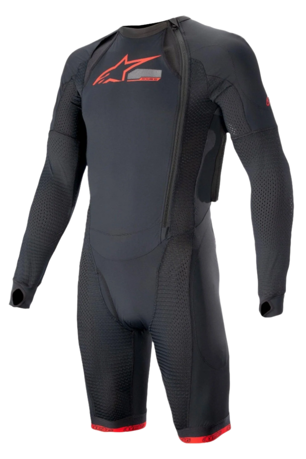 Alpinestars Tech-Air® Systeem Tech Layer, heren racing motoronderpak, zwart en rood, compressiepasvorm met mesh-ventilatie.