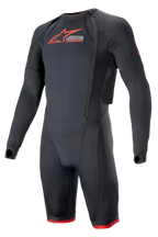 Alpinestars Tech-Air® Systeem Tech Layer, heren racing motoronderpak, zwart en rood, compressiepasvorm met mesh-ventilatie.