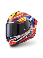 Alpinestars S R 7 Taiyo Furusato helm ECE 06, integraalmotorhelm voor motorracing, rood, wit, blauw en geel, aerodynamisch ontwerp met grafische details