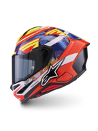 Alpinestars S-R7 Taiyo Furusato helm, integraalmotorhelm, rood, wit, blauw en geel met glanzende afwerking, ECE-gecertificeerd, carbon multicomposiet schaalconstructie