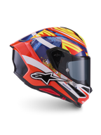 Alpinestars S-R7 Taiyo Furusato helm, ECE-gecertificeerde integraalmotorhelm, rood, wit, blauw en geel, carbon constructie met grafisch design