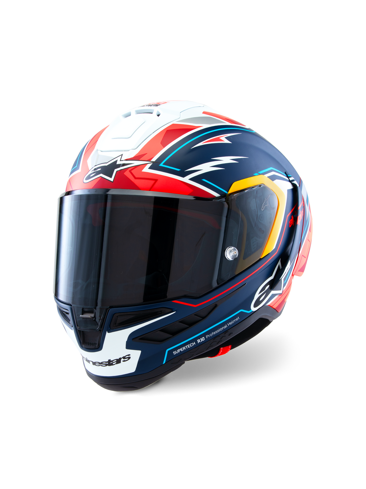 Alpinestars Supertech R10 Acosta Beperkte Oplage Helm, motorracinghelm, blauw rood en wit, carbon constructie met optische klasse 1 vizier