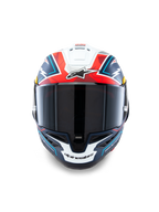 Alpinestars Supertech R10 Acosta Beperkte Oplage Helm, motorracinghelm, blauw, rood en wit, carbonschaal, ECE 22.06, DOT en FIM-gecertificeerd, vooraanzicht