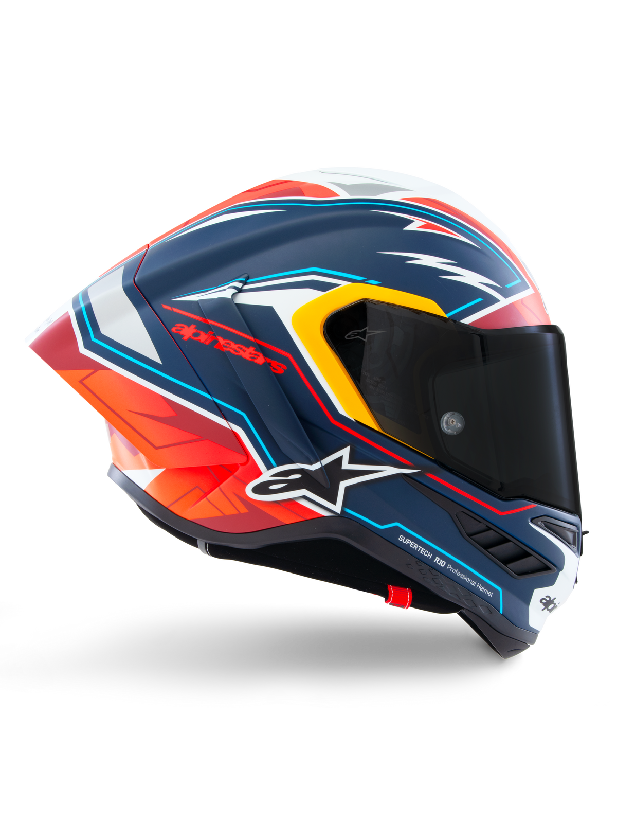 Alpinestars Supertech R10 Acosta beperkte oplage helm, full-face motorracinghelm, blauw, rood en wit, CE-gecertificeerd, carbon composiet constructie