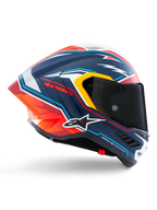 Alpinestars Supertech R10 Acosta beperkte oplage helm, full-face motorracinghelm, blauw, rood en wit, CE-gecertificeerd, carbon composiet constructie