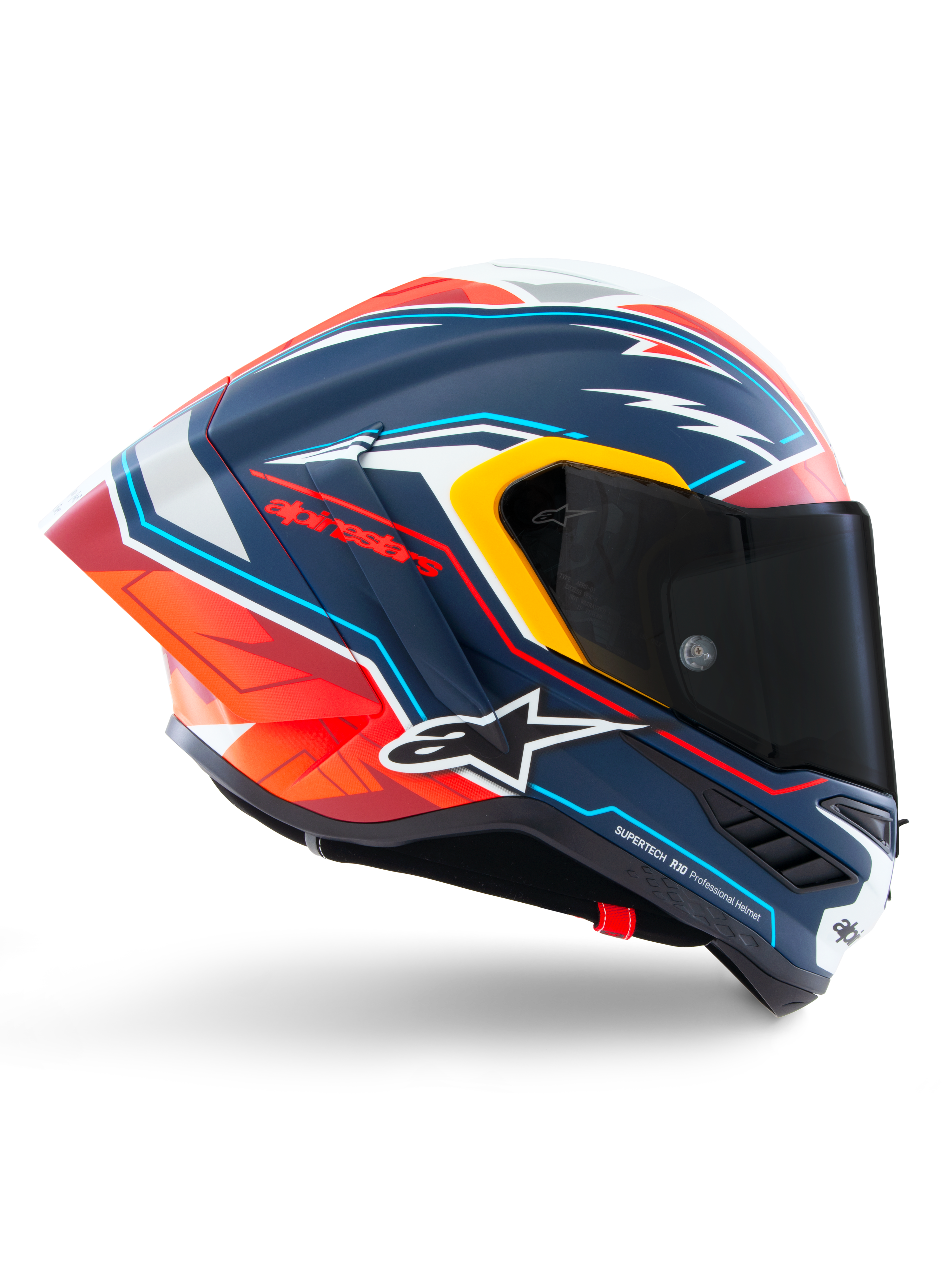 Alpinestars Supertech R10 Acosta beperkte oplage helm, full-face motorracinghelm, blauw, rood en wit, CE-gecertificeerd, carbon composiet constructie