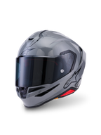 Alpinestars S-R7 Solid Helmet, full-face motorcycle helmet, Gray Glossy, featuring a dark-tinted visor, aerodynamic shell with integrated spoiler, ventilation ports, and black Alpinestars logo on the side