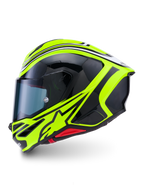Alpinestars S-R7 Zeal Helm ECE 22.06, motor integraalhelm, geel fluo, zwart en wit, glanzende afwerking, koolstofcomposiet constructie