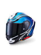 Alpinestars S-R7 Zeal helm, ECE 22.06 motorracinghelm, zwart, blauw, wit en roze, carbon constructie met helder vizier