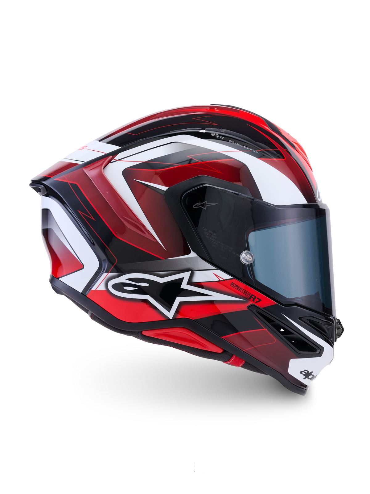 Alpinestars S-R7 Kinetis helm ECE 22.06, integraalmotorhelm voor racegebruik, zwart, rood en wit, glanzende afwerking