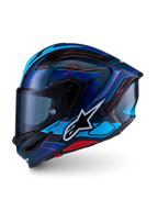 Alpinestars S-R7 Kinetis Helmet ECE 22.06, motorcycle road racing full face helmet, Black, Blue, Pink Fluo, and White Glossy, carbon composite construction