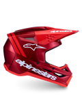 Alpinestars SM3 Radium Helm ECE06, rode en witte motocrosshelm met geavanceerde ventilatie en impactbescherming.