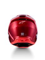 Alpinestars SM3 Radium Helmet ECE06, rear view in glossy red and fluo red, motocross gear with ECE 22.06 certification.