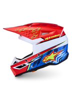 Alpinestars SM3 Falcon Helmet ECE06, Motocross Helmet, Red and Blue, ECE 22.06 certified with visor release system.