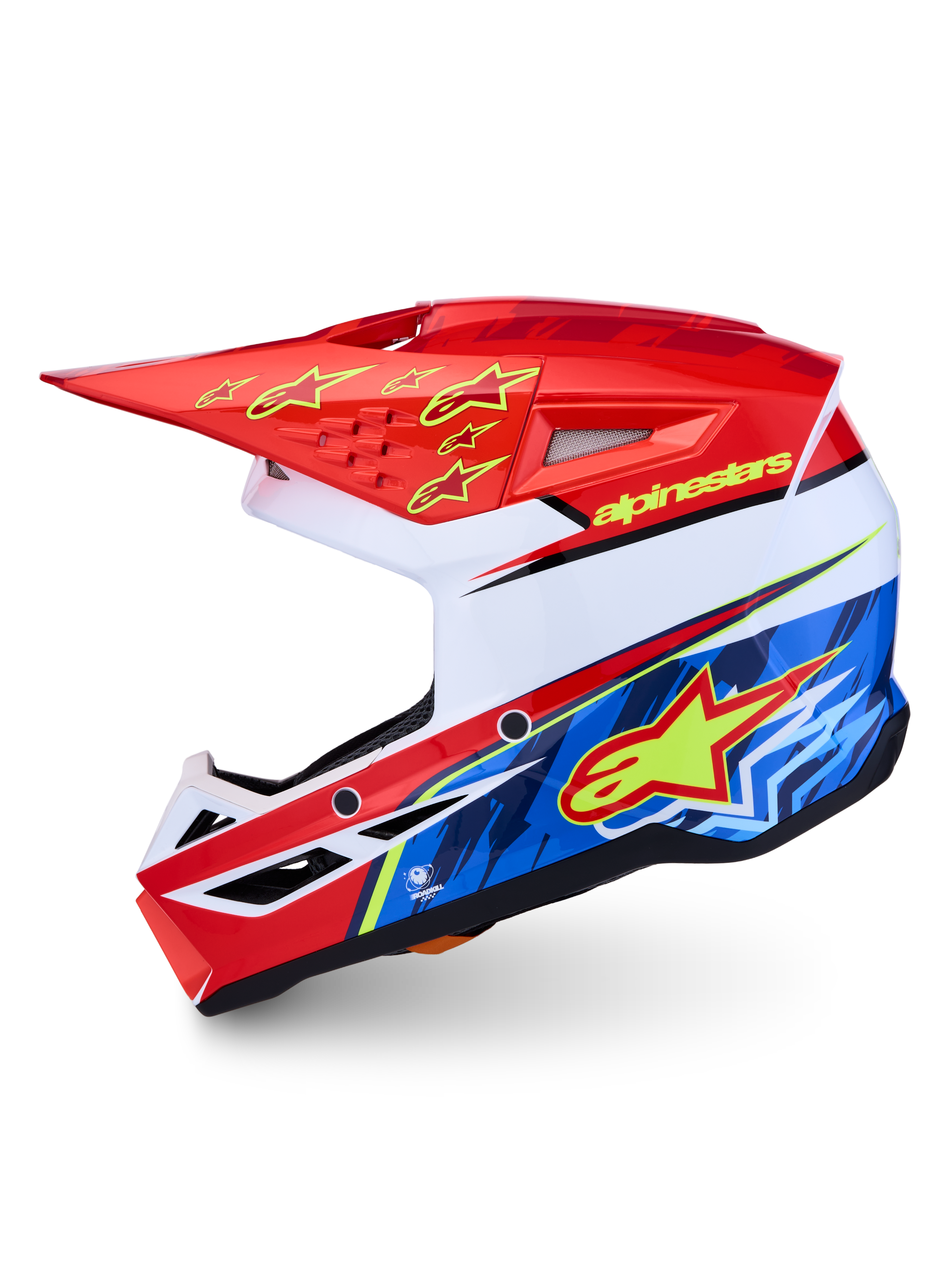 Alpinestars SM3 Falcon Helmet ECE06, Motocross Helmet, Red and Blue, ECE 22.06 certified with visor release system.