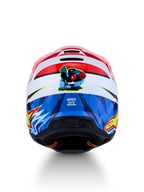 Alpinestars SM3 Falcon Helmet ECE06, Red and Blue Motocross Helmet featuring a cartoon falcon graphic on the rear.