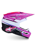 Alpinestars SM3 Falcon helm ECE06, herenmotocrosshelm voor off-road gebruik, paars en wit met roze fluo, ECE 2206-gecertificeerd.