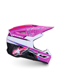 Alpinestars Jeugd SM3 Falcon helm, motocrosshelm in paars, wit en fluor roze, ECE 22.06 gecertificeerd.