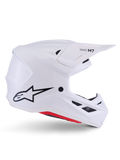 Alpinestars S-M7 Solid Helmet ECE 22.06, Motocross Helmet, White Glossy, aerodynamic angular design with black ventilation grills, featuring black star logo and M7 branding, professional protection for off-road racing