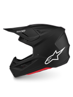 Alpinestars S-M7 Solid Helmet, Matte Black motocross helmet with white logo and aerodynamic shell, ECE 22.06 certified.