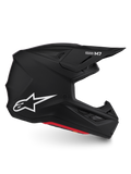 Alpinestars S-M7 Solid helm, matzwarte motocrosshelm voor offroad rijden met wit Astar-logo, ECE 22.06 gecertificeerd.