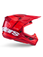Alpinestars S-M7 Core Helmet, Motocross Helmet, Red Glossy with dark red accents and white branding, side view featuring large white stars logo, aerodynamic shell with mesh ventilation ports and a prominent visor