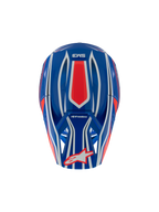 Alpinestars S-M3 Jeugd Wurx Helm, motorcrosshelm, blauw rood wit en zwart glanzend, bovenaanzicht met rode en witte grafische patronen, Alpinestars-logo op het vizier, gespecialiseerde off-road hoofdbescherming voor de jeugd